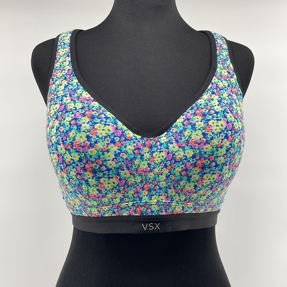 Victoria's Secret VSX Sports Bra 34 D floral bright summer high impact workout - Picture 1 of 5